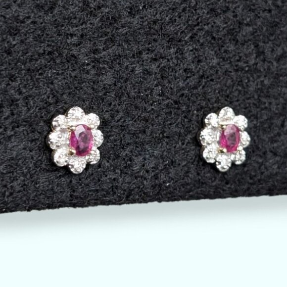 V. 14K Diamond & Ruby Stud Earrings - Picture 3 of 10